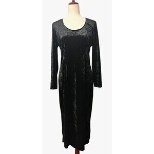 Vtg WD2 by Diamond Womens 9/10 Black Crushed Velvet Maxi Dress Witchy Gothic USA